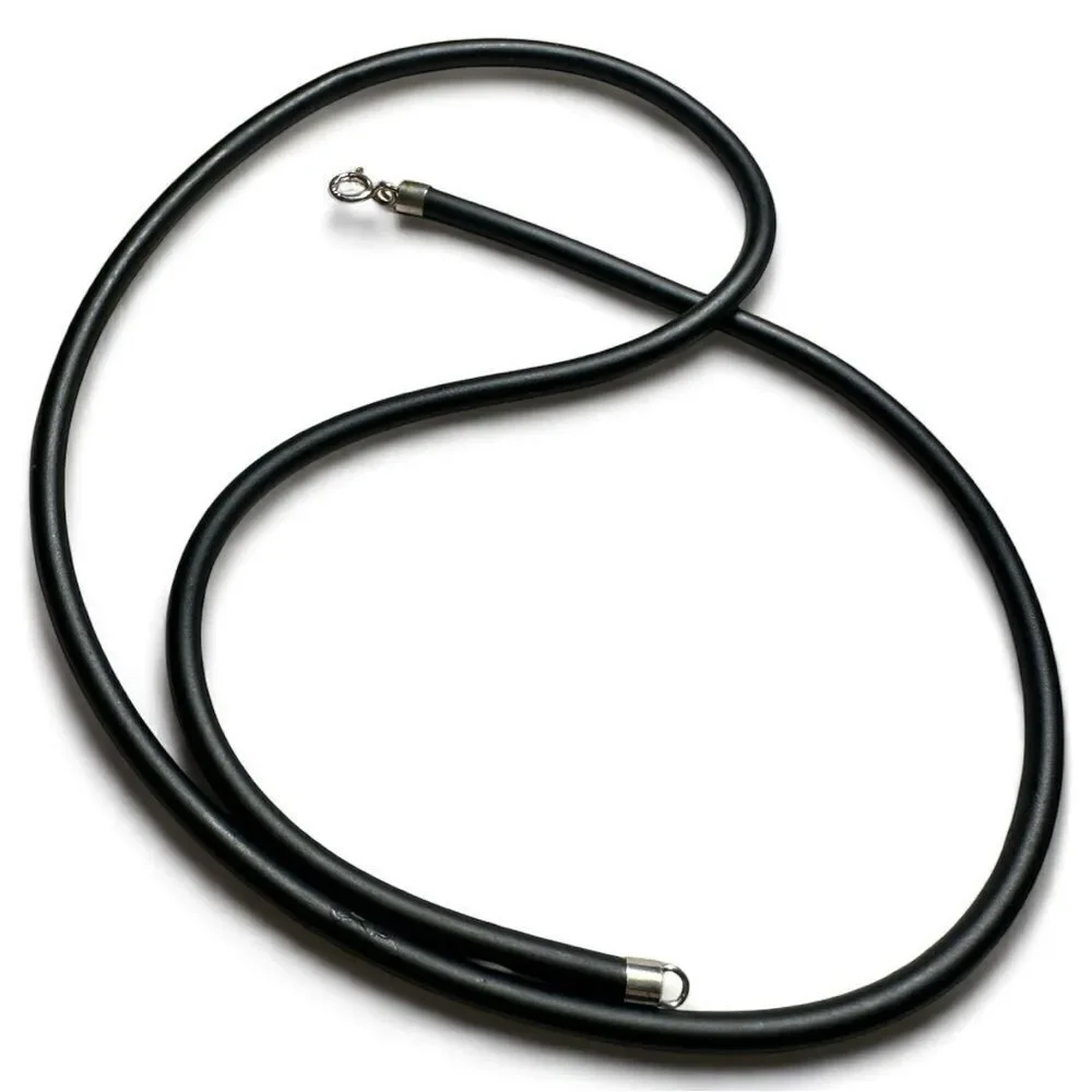 22” Black Cord Necklace - Unisex | 925 Silver Clasp | Minimalist | Great…